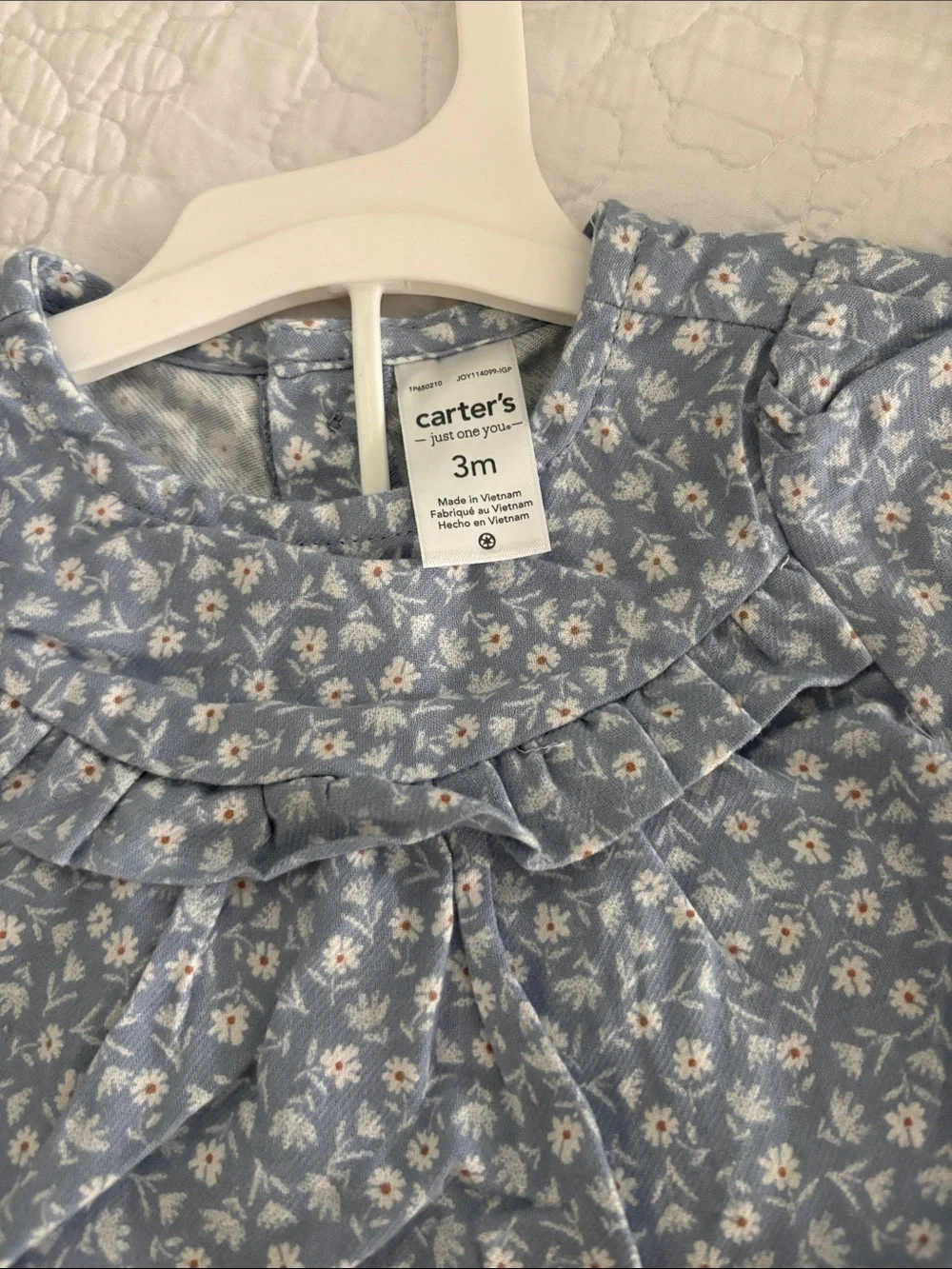 Carter's Blue Floral Long-Sleeve Top with Matching Bloomers and tights
